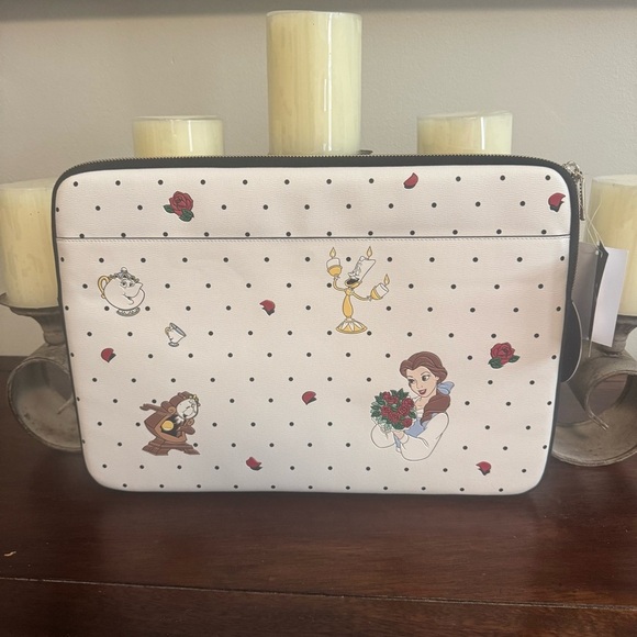 Kate Spade Cream Polka Dot Beauty & the Beast 💛Laptop Sleeve - Picture 4 of 6
